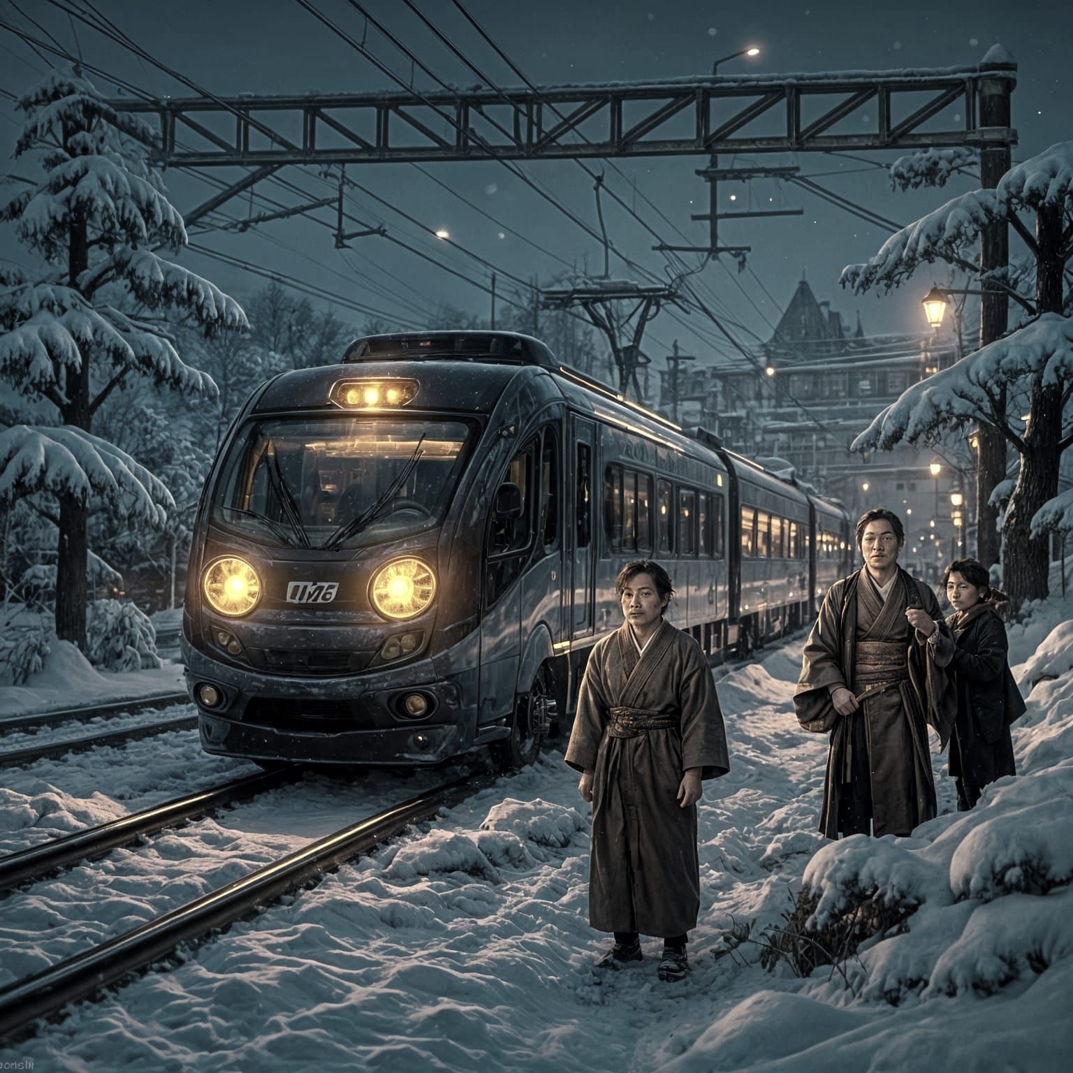 Futuristic Japanese Transport at Night