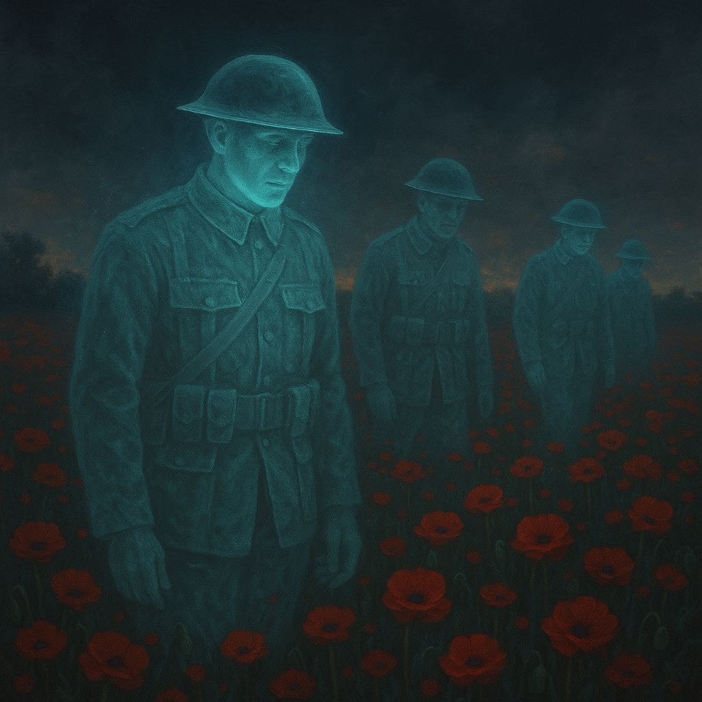 Ghostly Soldiers in Poppy Field for Remembrance Day