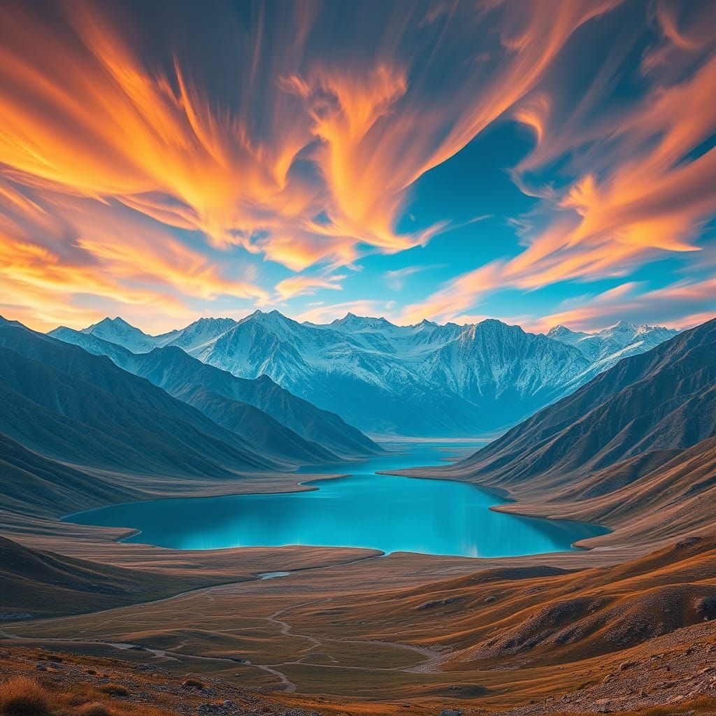 Majestic Kazakhstan Landscape in Dramatic 3D Rendering