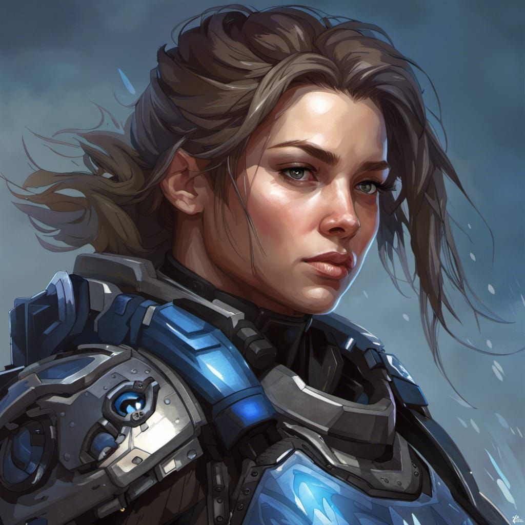 Woman wearing Halo Spartan-inspired armor