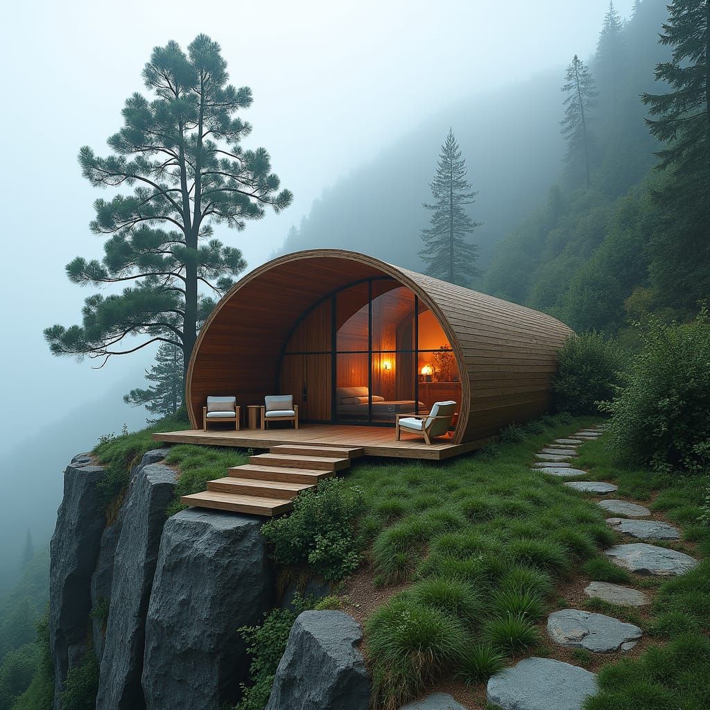 Eco-Friendly Glamping Cabin on Misty Mountain Peak