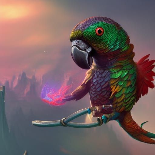 Giant Conure Terrorizes Worm in Detailed Matte Painting