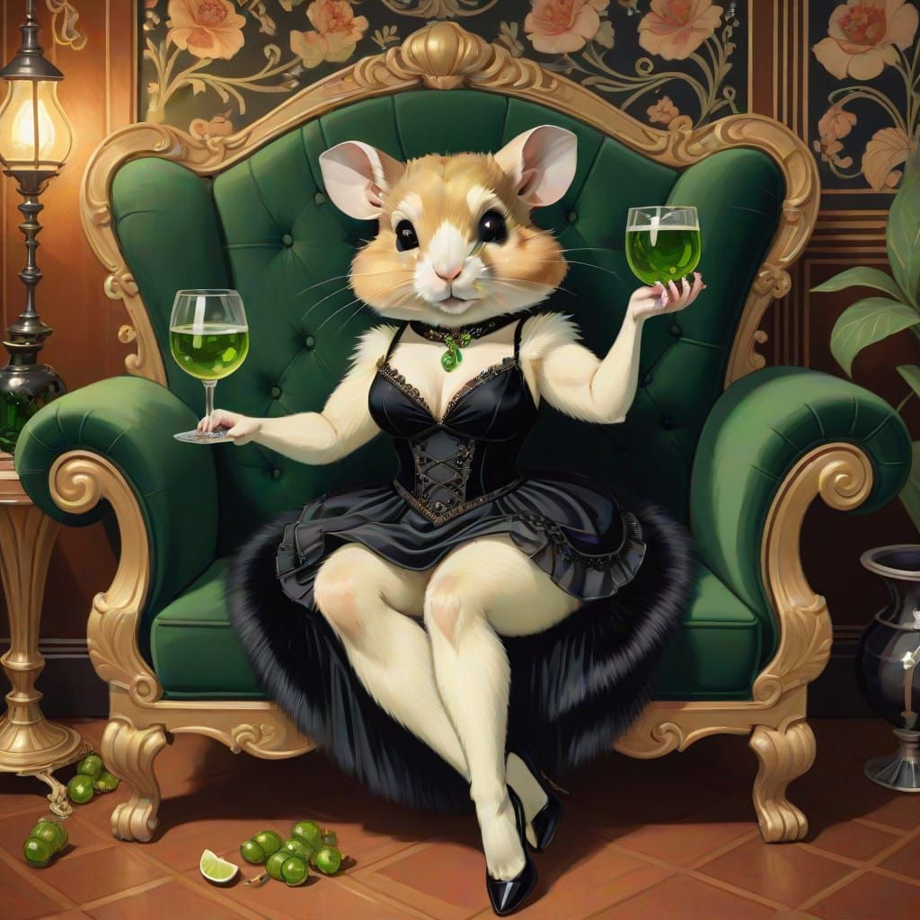 Decadent Hamstergirl in Art Nouveau-Inspired Luxury
