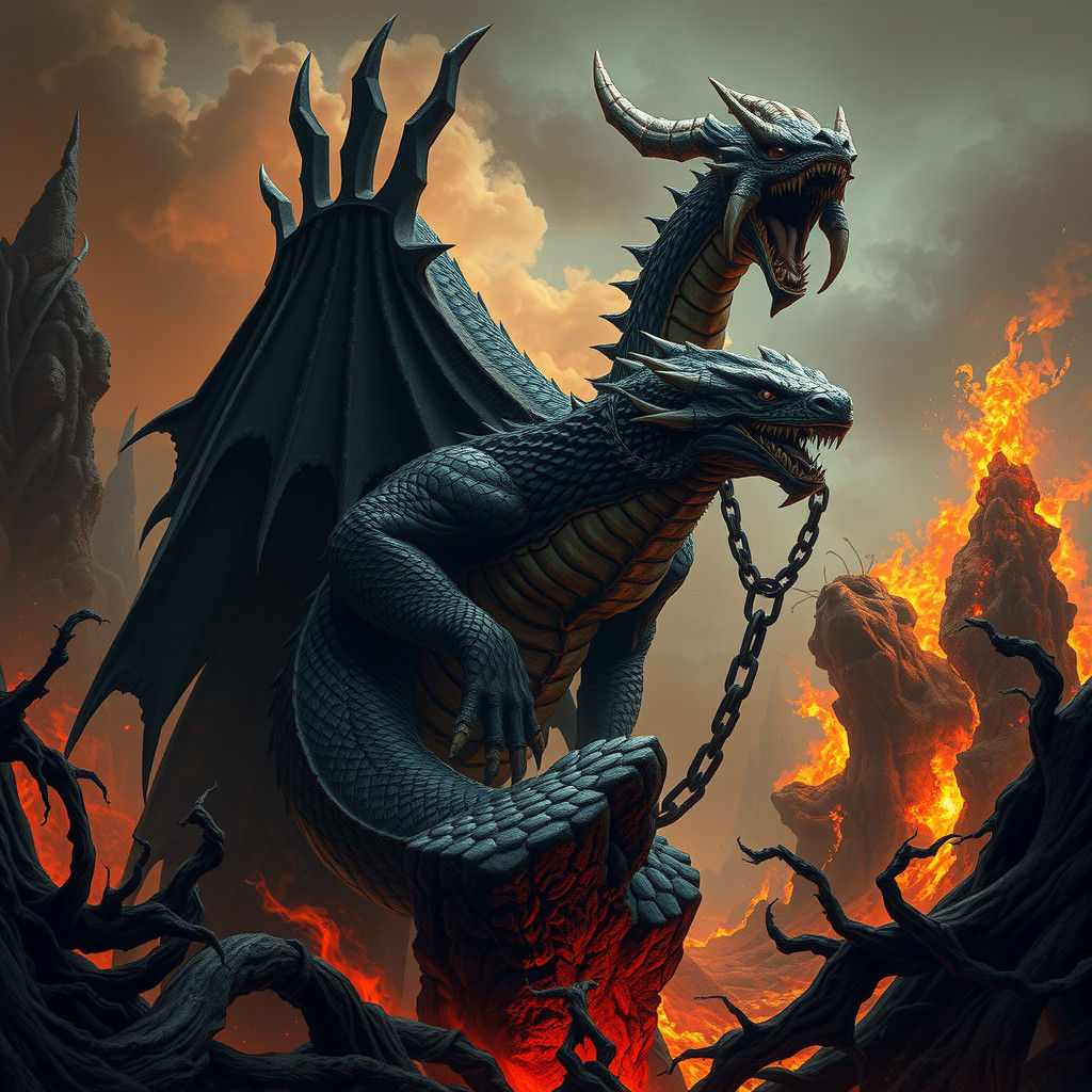 Serpent Demon in Apocalyptic Hellscape