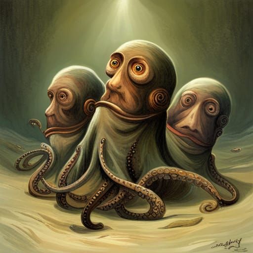 Octopus Gang Horror in Doré Rutkowski Style