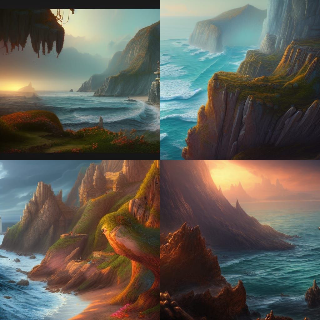 Fantastical Seaside Cliff in Detailed Matte Painting