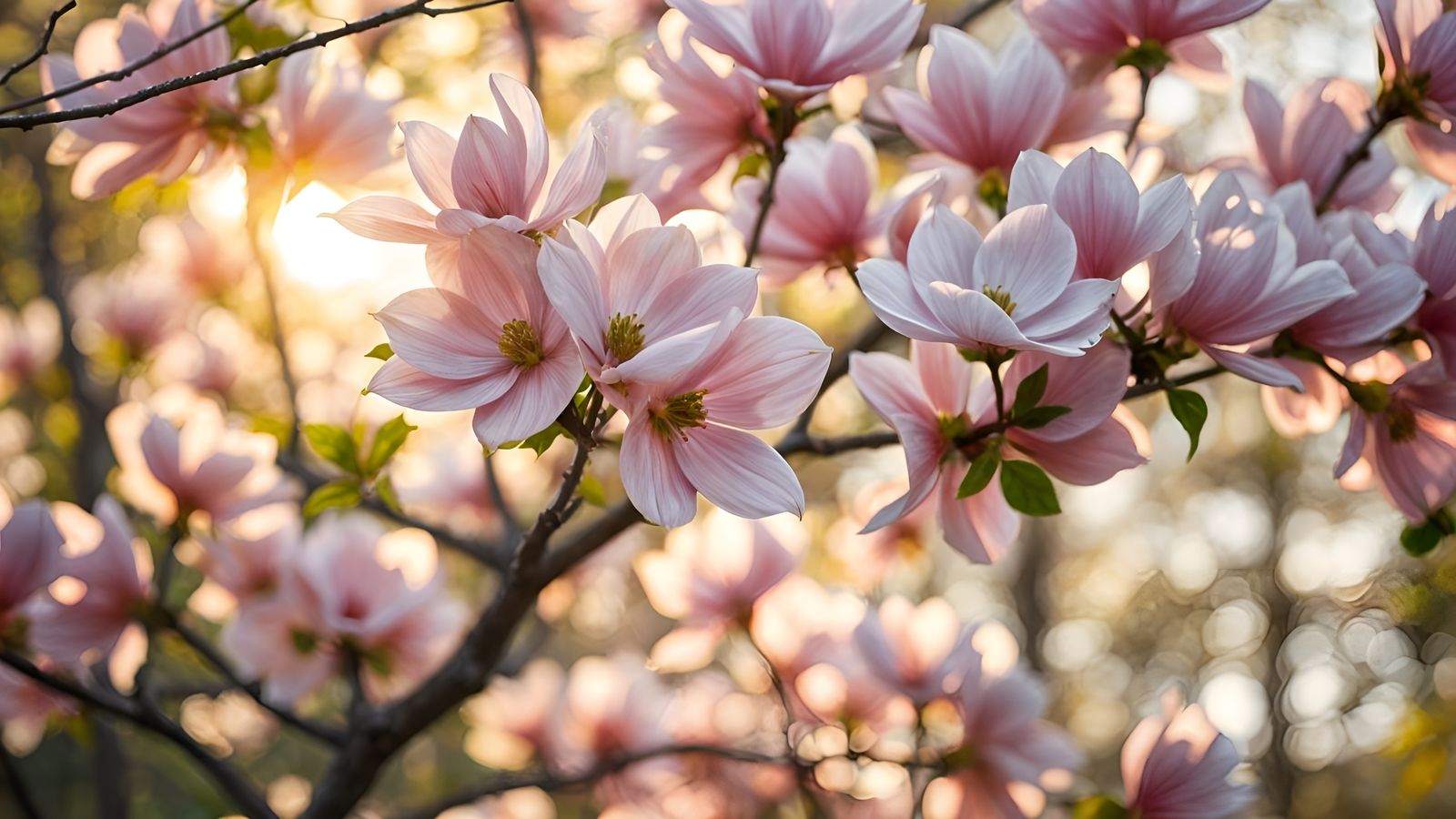 Springtime Dogwood Blooms in Warm Sunlight