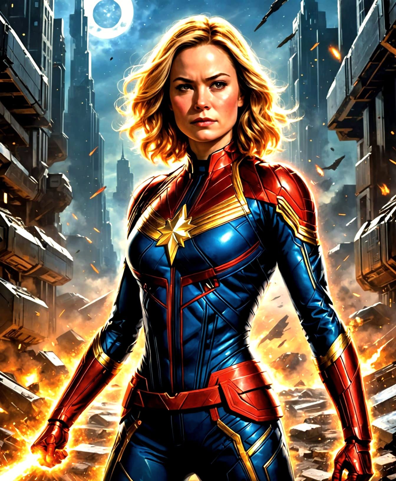 Captain Marvel in Cosmic Sci-Fi Landscape