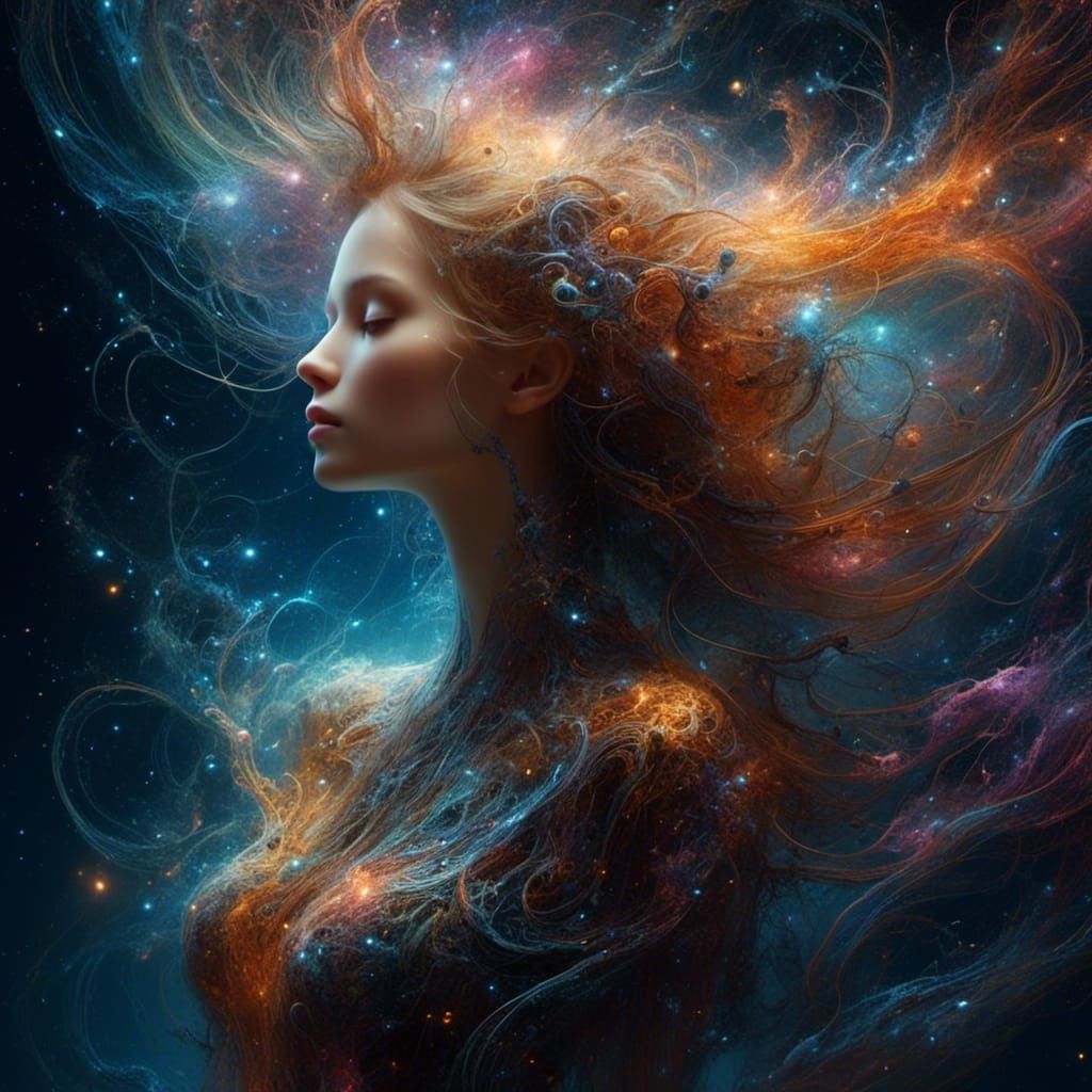 Cosmic Star Hair in Boris Vallejo Style