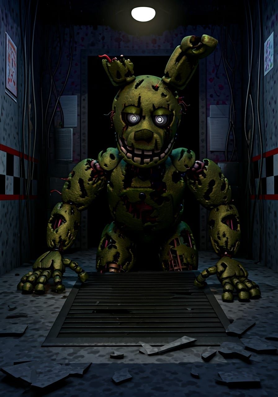 Springtrap Emerges from Darkened Vent