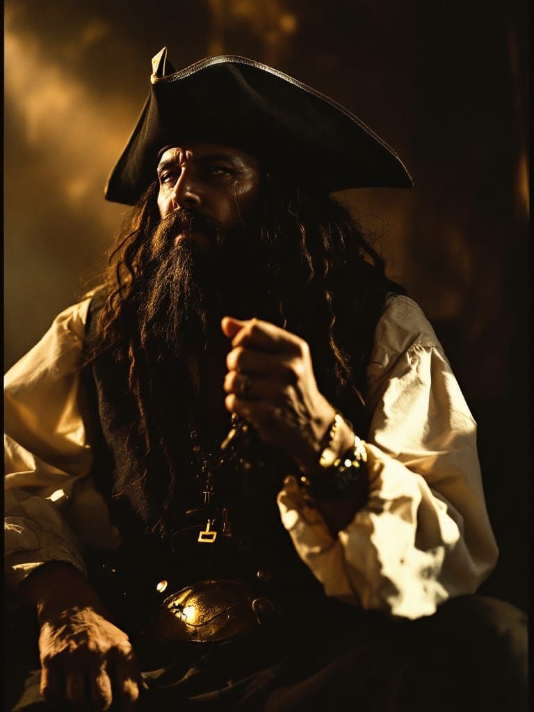Blackbeard Portrait in Golden Hour Horror Style