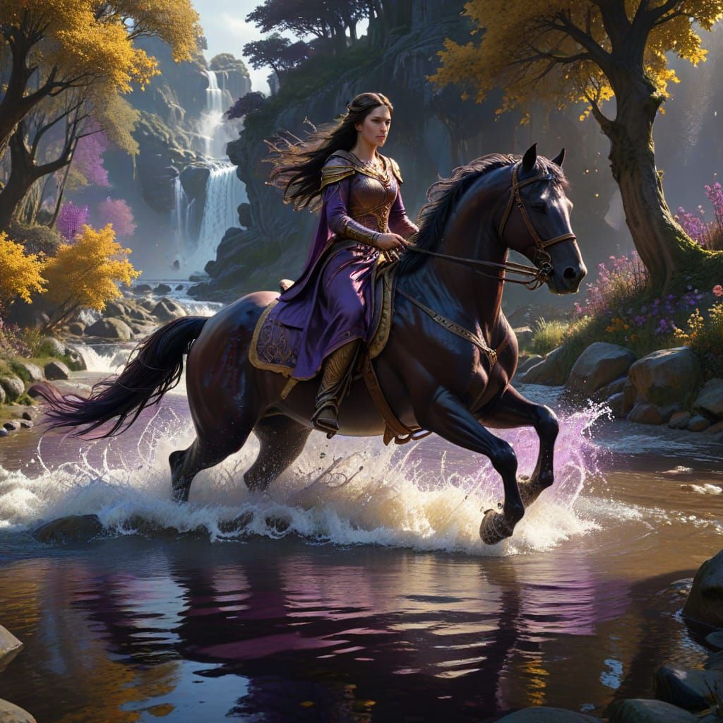 Ethereal Arwen Battles Dark Forces by the River