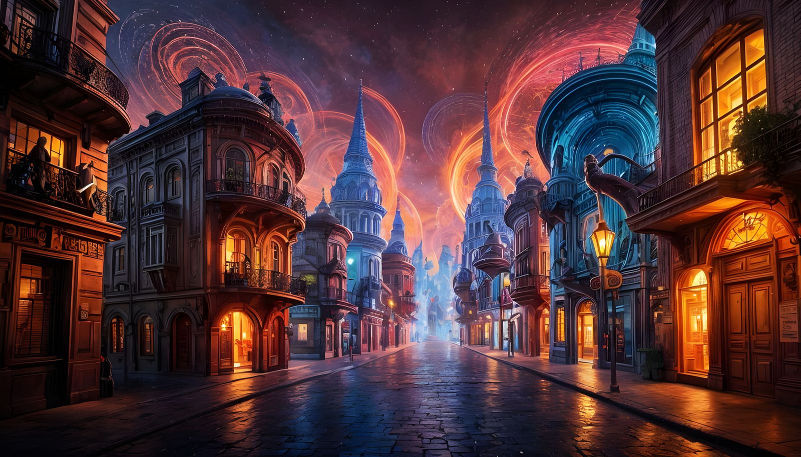 Surreal Streetscape Across Multiple Dimensions