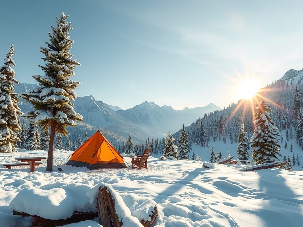 Serene Snowy Glade in Southern Sunlight