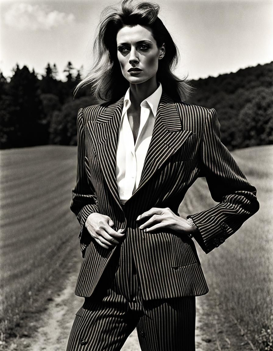 Woman in Pinstripes: A Newton-esque Portrait