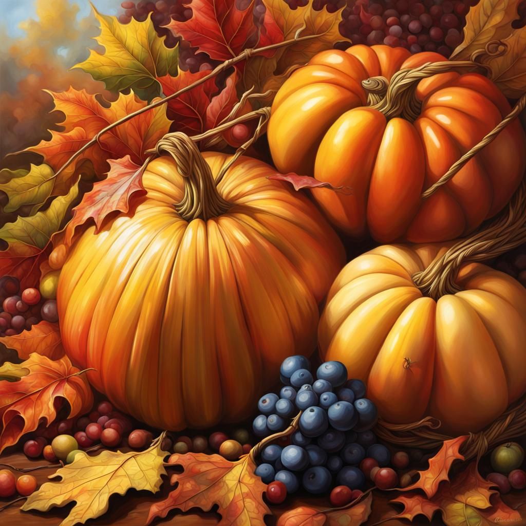 Hyperrealistic Autumn Harvest in Brilliant Colors