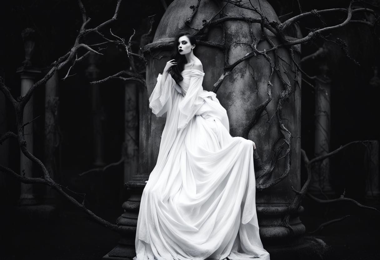 Gothic Dracula's Tomb: Black and White Photography
