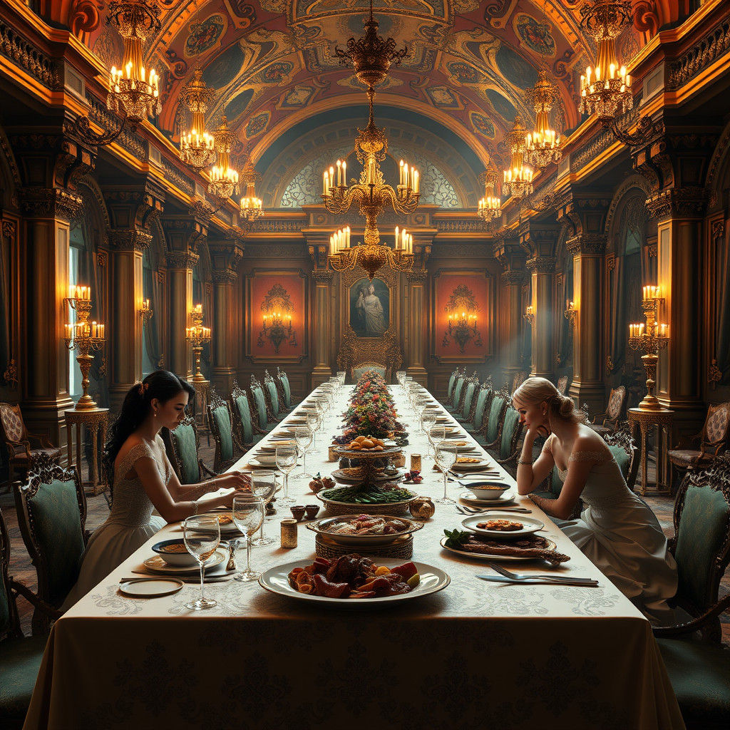 Elegant Models at Lavish Renaissance Banquet