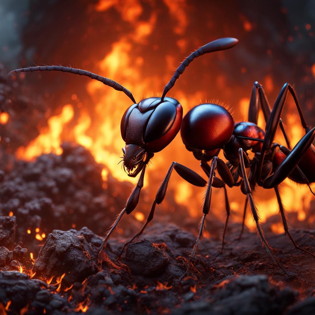 Ant Ablaze: Detailed Matte Painting