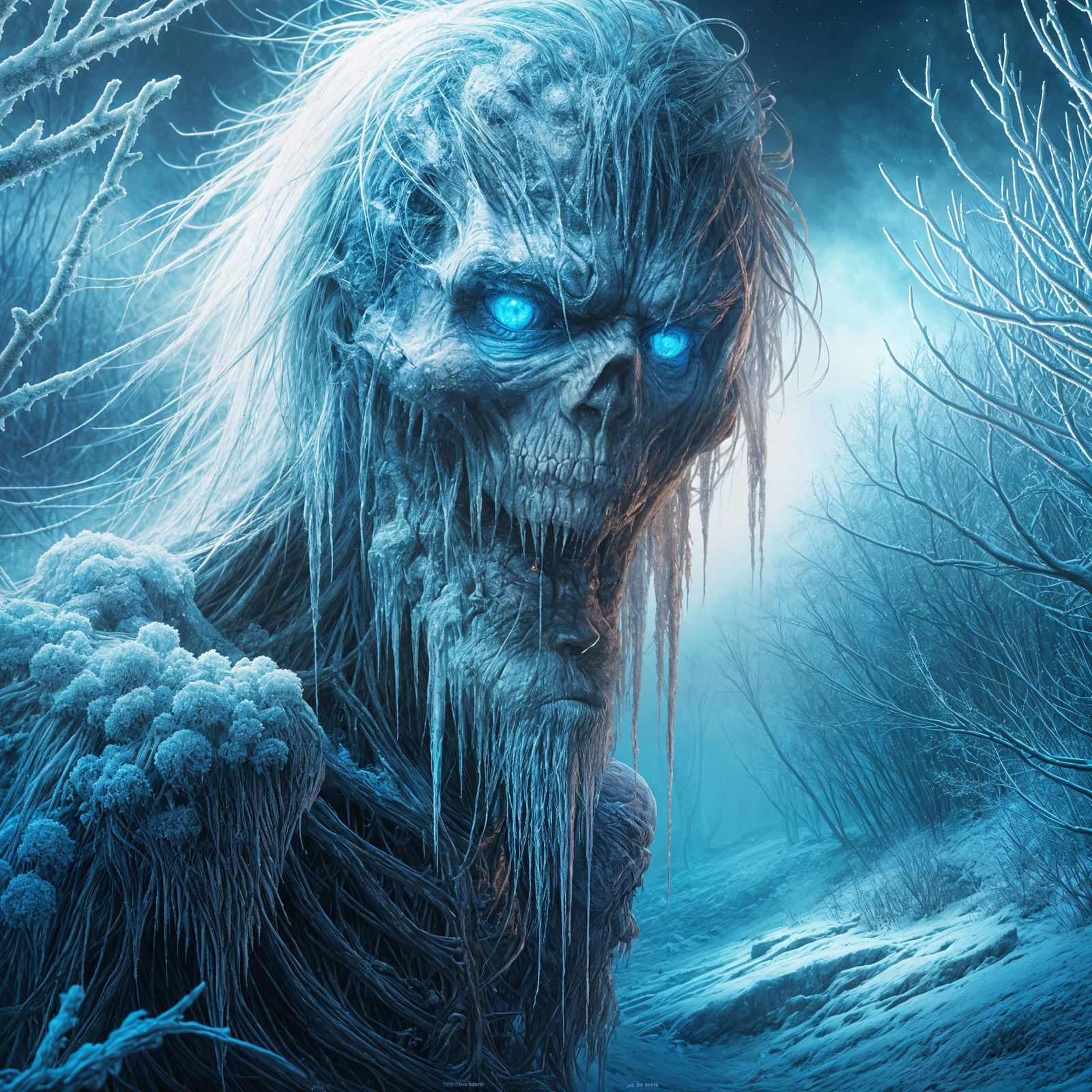 Horrifying Undead Entity in Icy Wilderness