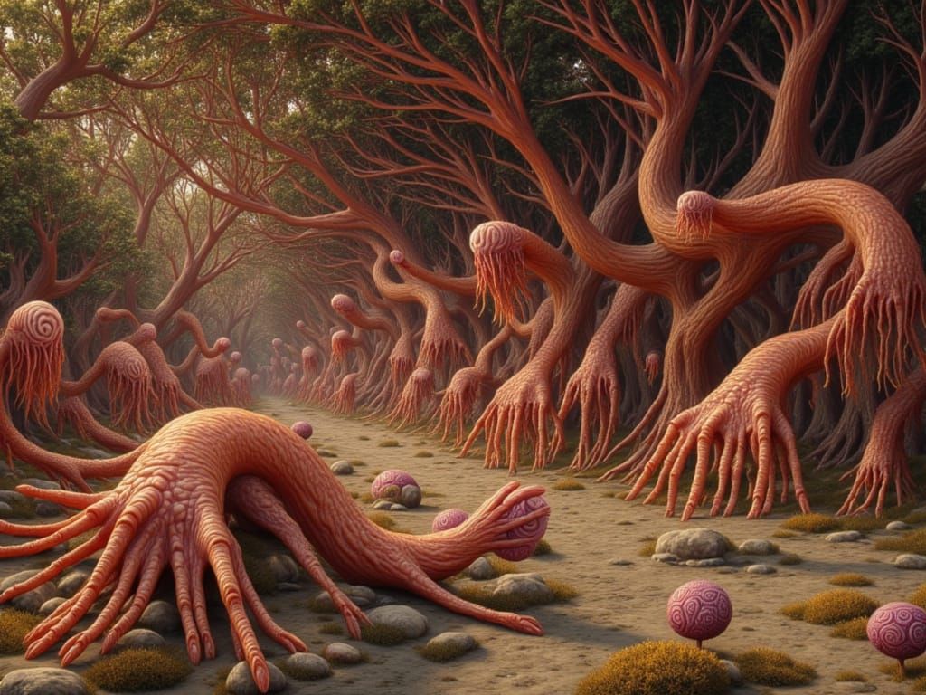 Surreal Finger Snails Crawl Across Alien Landscape