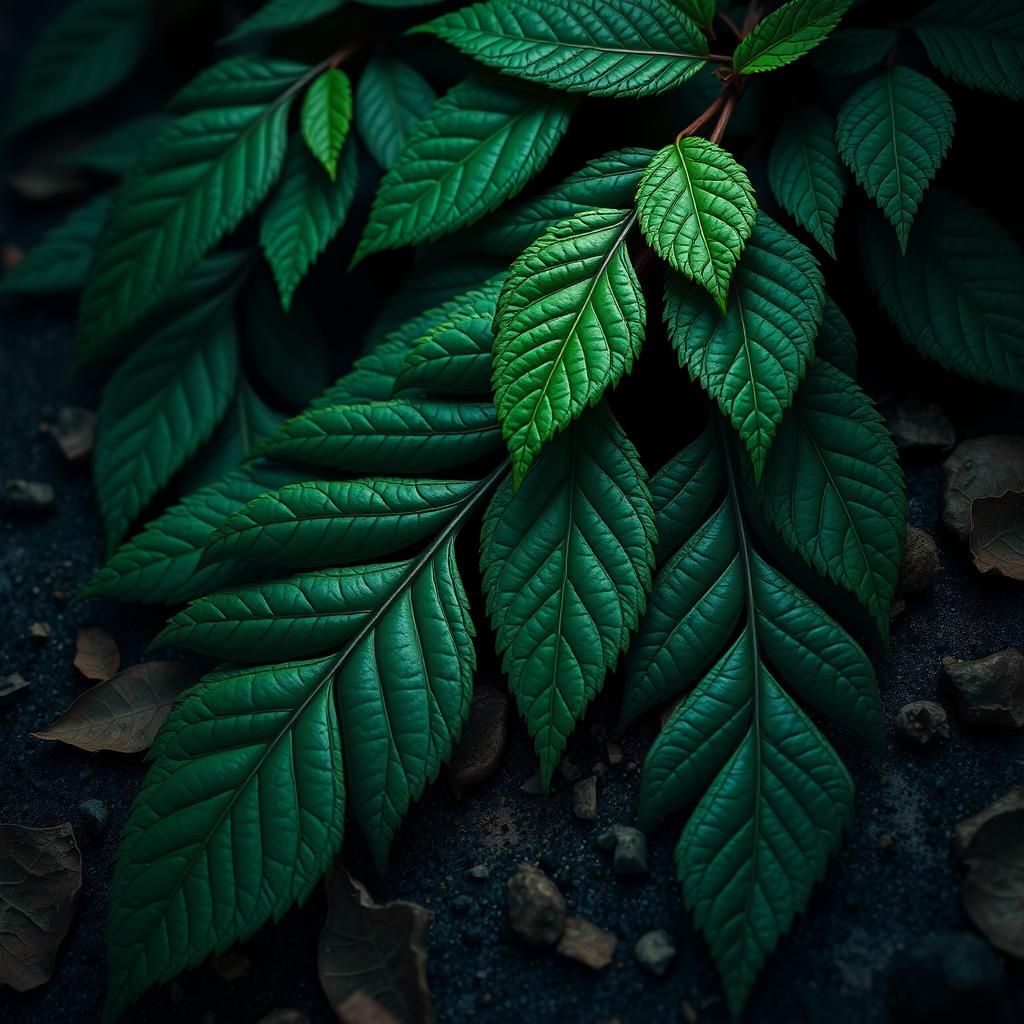 Green Leaves on Background: Detailed Matte Painting