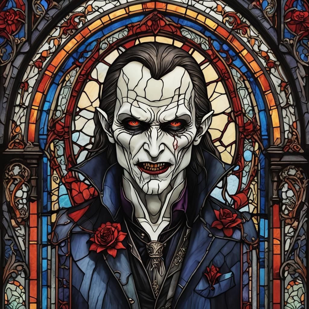 Vampire in Stained Glass Window Art