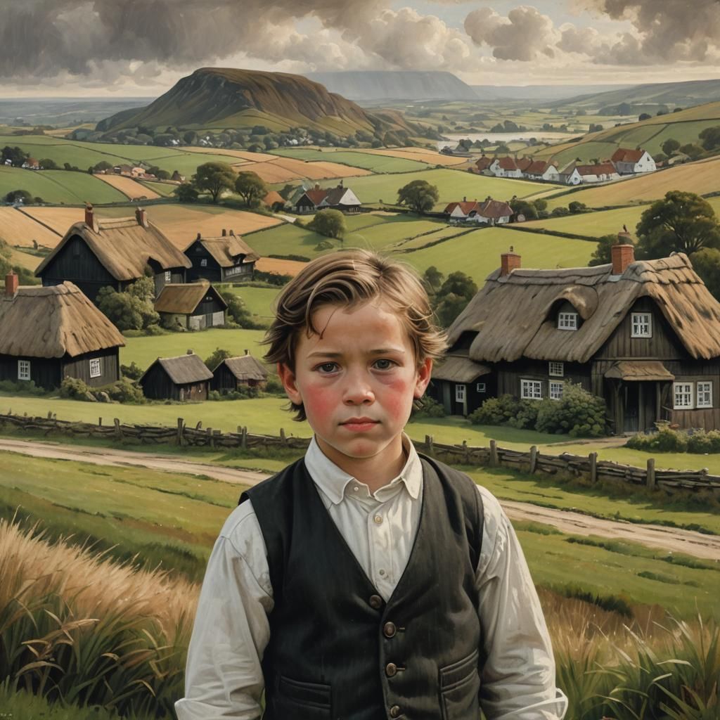 Danish Boy Portrait in 19th Century Realism Style