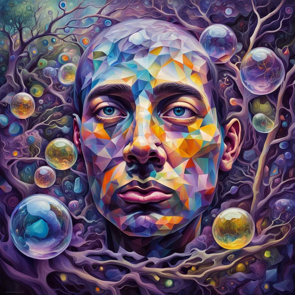 Surreal Cubist Portrait in Oil Painting Style