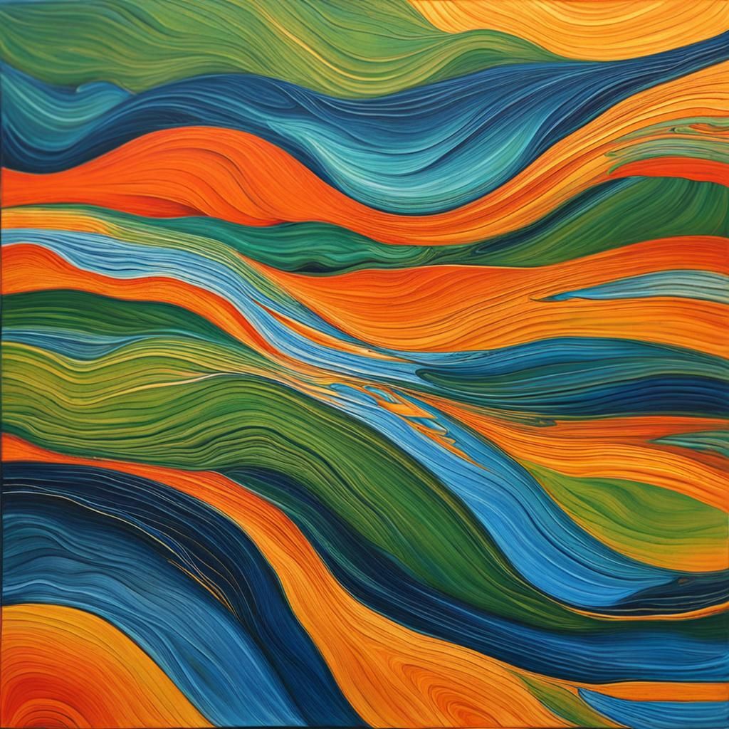 Abstract River Scene in Complementary Colors