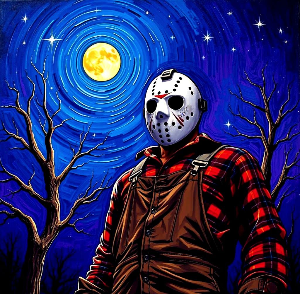 Jason Voorhees in Vibrant Expressionist Oil Painting