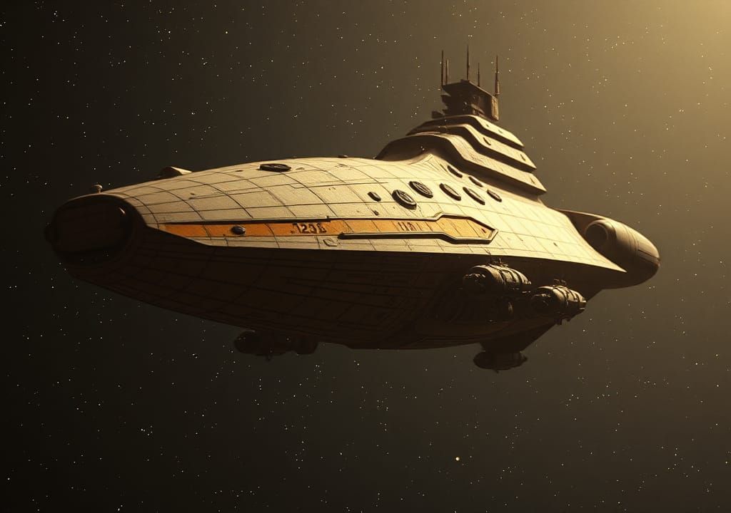 Gritty Sci-Fi Spaceship Dock in Deep Space