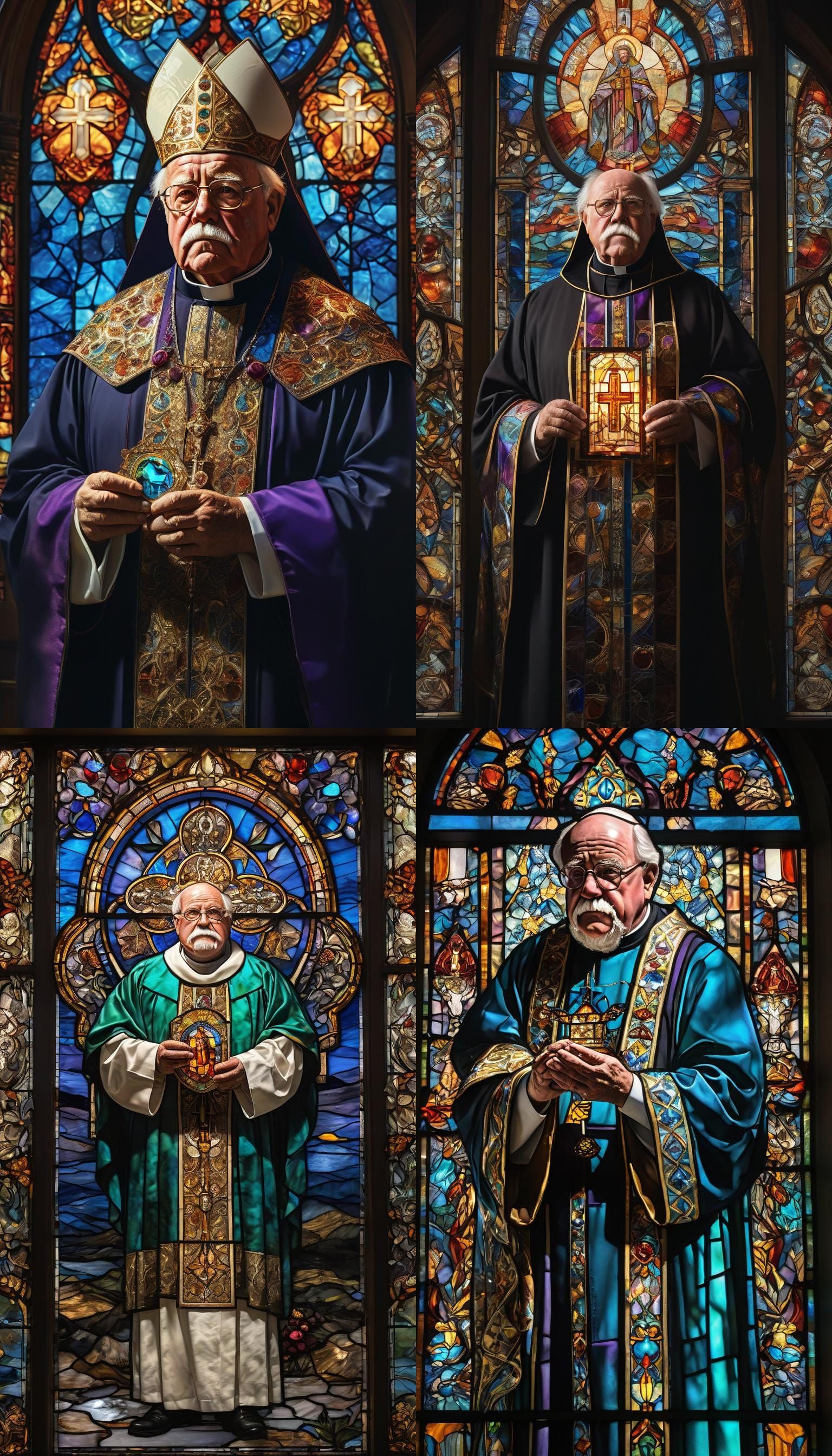 Bishop with Cocoon in Stained Glass Style