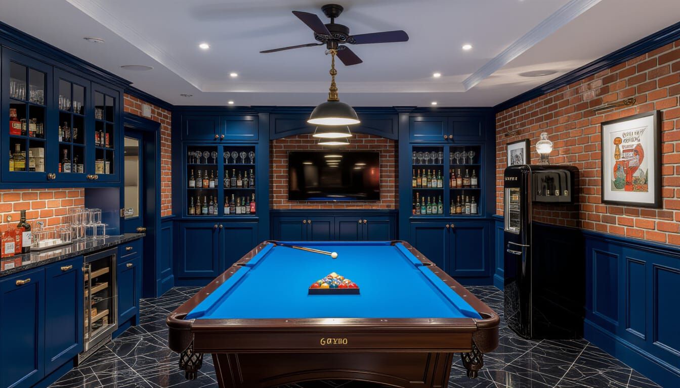 Victorian Billiards Room with Blue Baize Table
