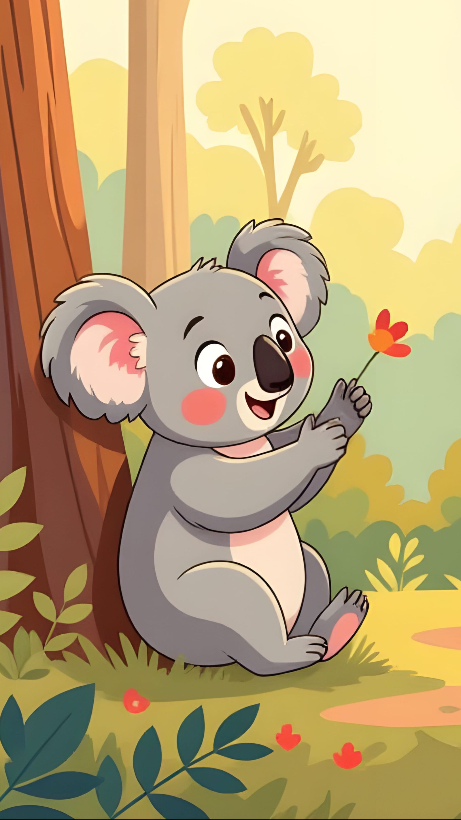 Adorable Koala Book Cover Illustration in Cartoon Style