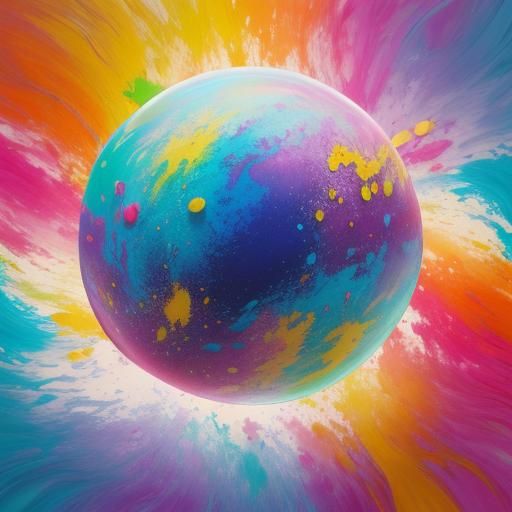 Joyful Abstract Expressionism Inside Glass Sphere