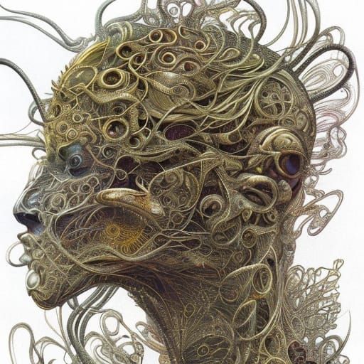 Gold Filigree Humanoid Mutation Portrait