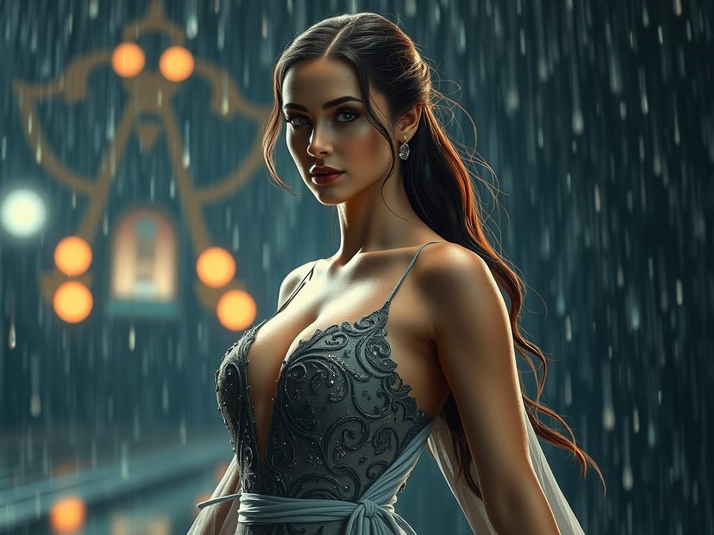 Ethereal Beauty in a Fantastical Raindrop Realm