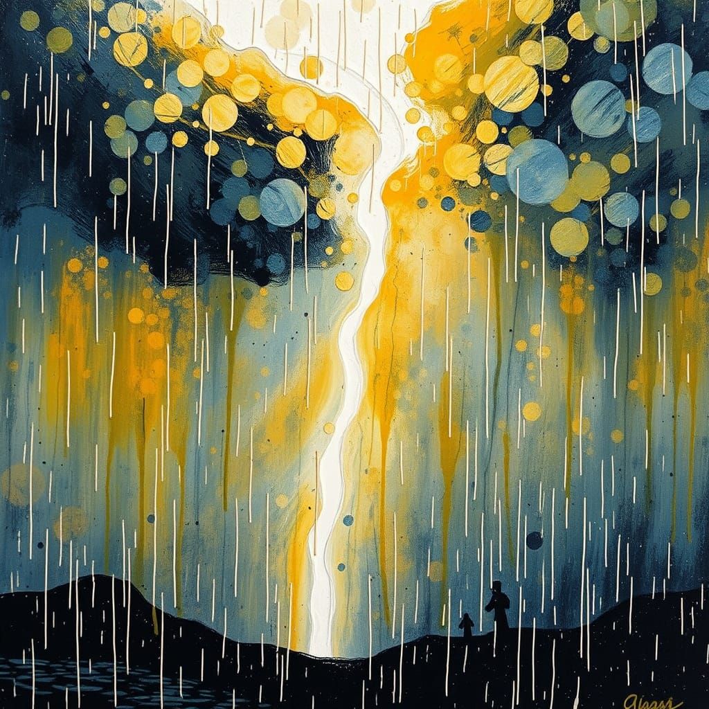 Encaustic Thunderstorm in Style of Van Gogh
