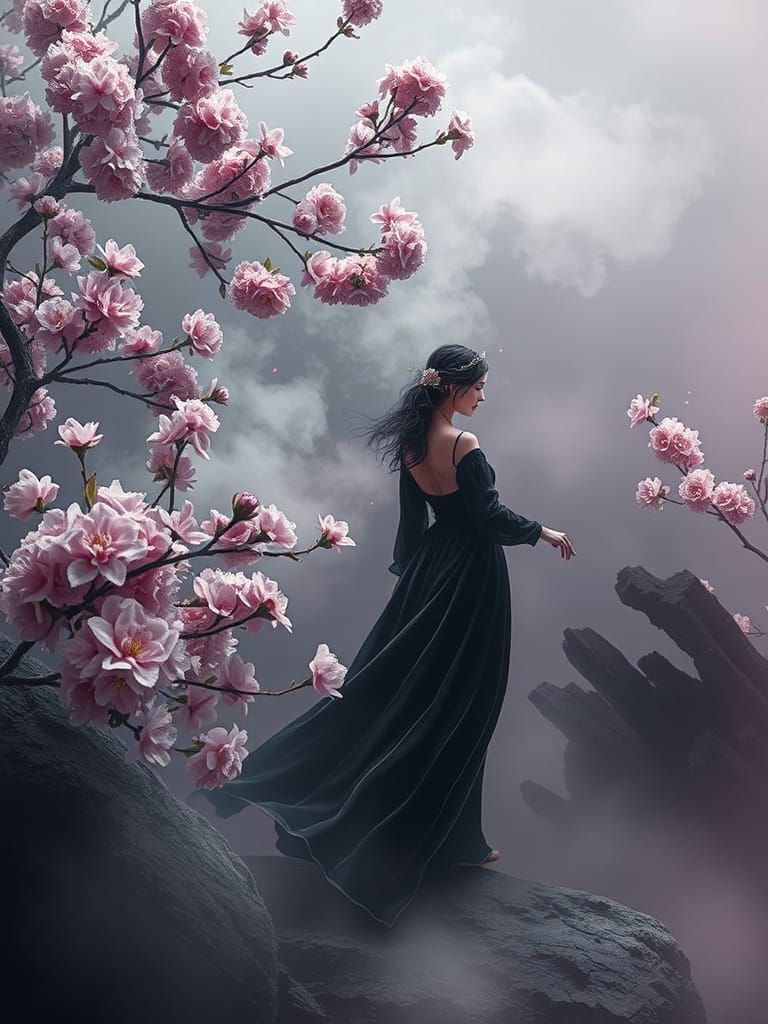 Steampunk Velvet Curves with Blossoms and Steam