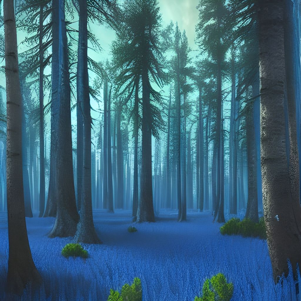 Martian Blue Forest Landscape in Photorealistic Style