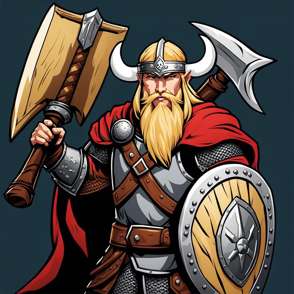 Viking Paladin with Battleaxe and Shield