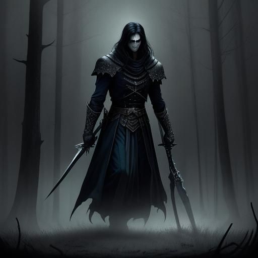 Vampire Hunter D in Misty Forest: Gothic Illustration