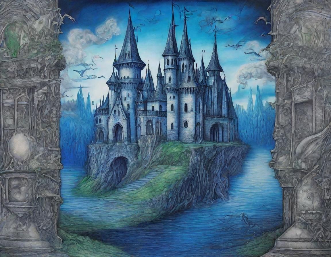 Surreal Medieval Castle in Gothic Surrealism Style