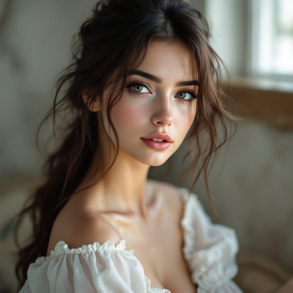 Hyper-Realistic Portrait of a Gorgeous Brunette Woman