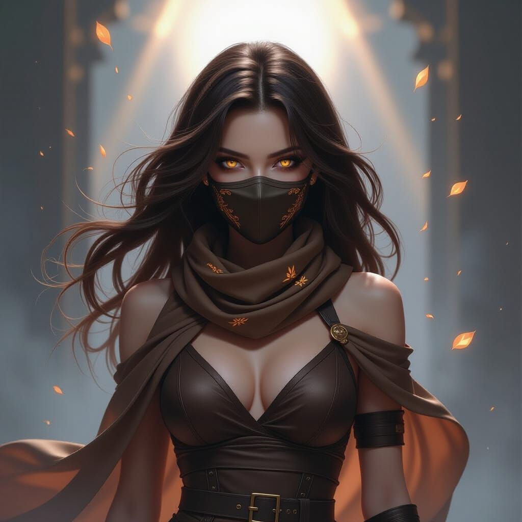 Mysterious Woman in Ethereal Energy Flowing Oil Painting