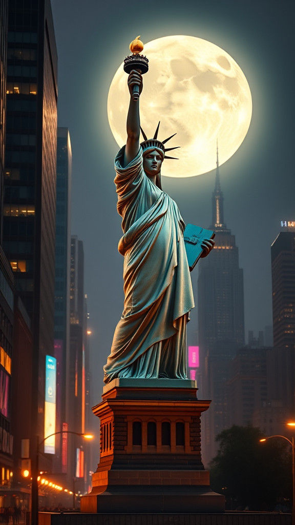 (Beautiful Voluptuous Statue Of Liberty coming to life as a beautiful voluptuous woman taking a stroll in New York City ...