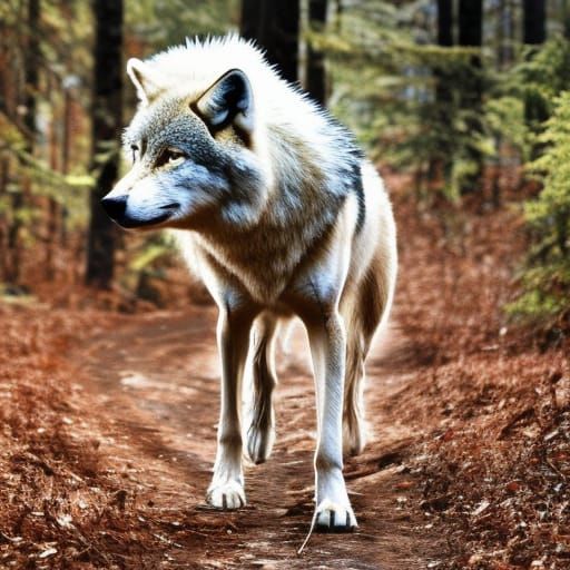 Wolf and Hooded Rider in Forest, High Definition