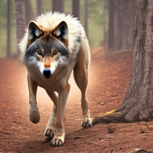 Wolf with Hooded Rider in Forest, High Definition