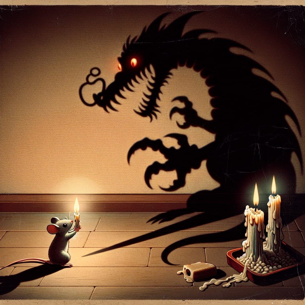 Mouse Creates Dragon Shadow, Japanese Animation